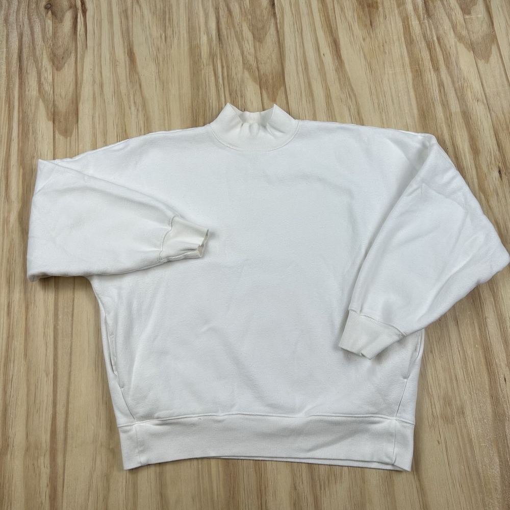 TNA Women's Size 1 White Mock Neck Sweatshirt Cozy Minimalist Athleisure